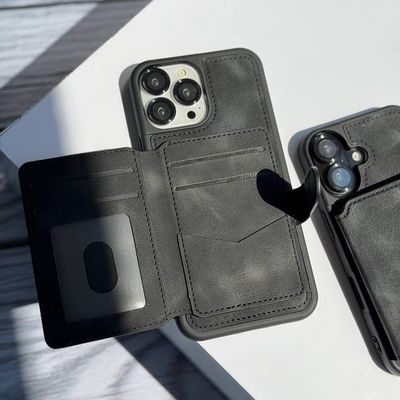 Genuine Leather Attached Wallet Card Holder Premium Case_img_3