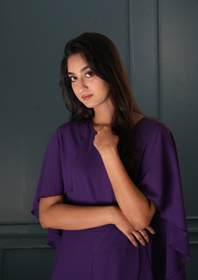 Elegant Purple Cape-Style Dress_img_0