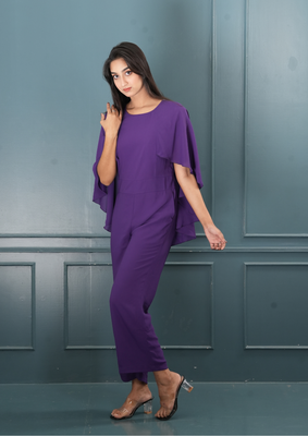 Elegant Purple Cape-Style Dress_img_2