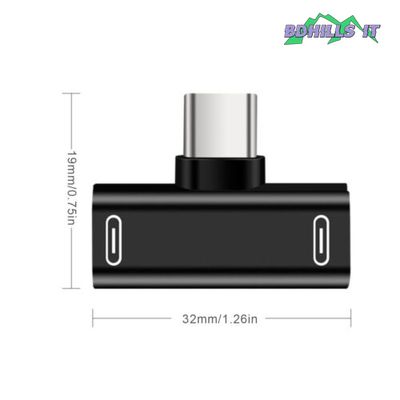 2 in1 Dual USB-C Type C Splitter Adapter to Charger and Headphone For Android US Alliance_img_4