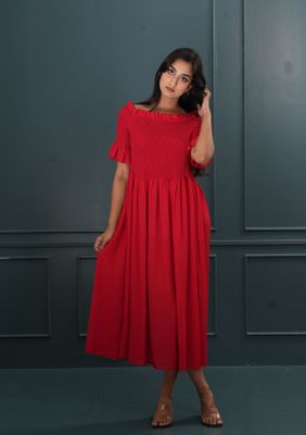 Charming Red Smocked Dress_img_1