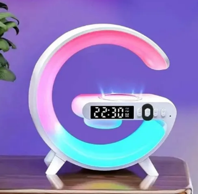G63 4 In 1 Bluetooth Speaker 10W Multifunctional Wireless Charger LED Atmosphere RGB Night Light Alarm Clock Desk Lamp Bluetooth Speaker Wireless Charging Modern Speaker_img_0