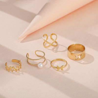 5 Piece adjustable golden ring set_img_1