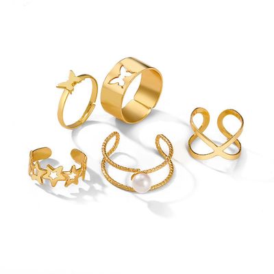5 Piece adjustable golden ring set_img_2