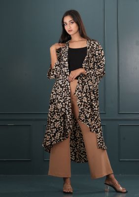 Stylish Black Floral Kimono_img_3