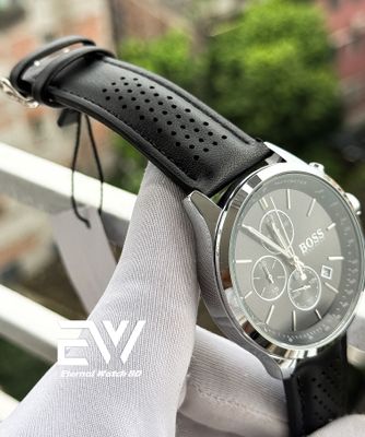 BOSS 3 CHRONO BLACK DIAL BLACK BODY SILVER CASE_img_1