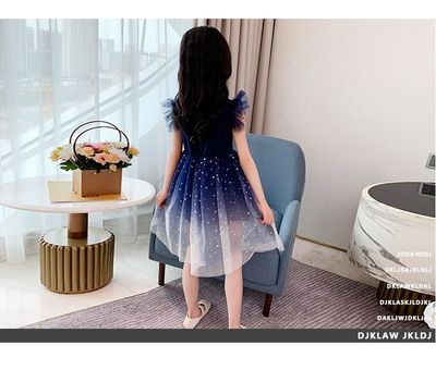 Imported 🌌 Starry Sky Gradient Princess Dress – Girls' Summer Short Sleeve Veil_img_6