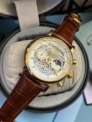 Patek Brown Belt Golden Case Moon Phase Semi AAA Grade_img_0