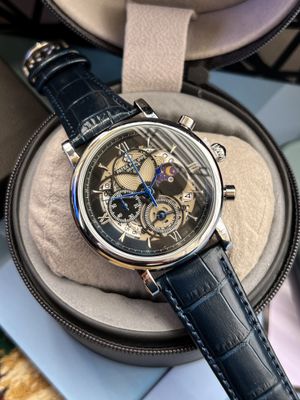 Patek Blue Belt Silver Case Moon Phase Semi AAA Grade_img_0
