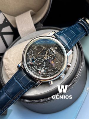 Patek Blue Belt Silver Case Black Dial Semi AAA Grade_img_0