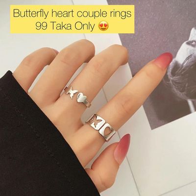 Butterfly Heart couple rings 2 pcs_img_3