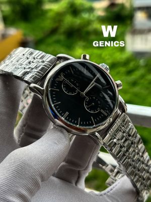 Emporio Armani Black Dial BLK belt With Free Chain Combo AA Grade_img_1
