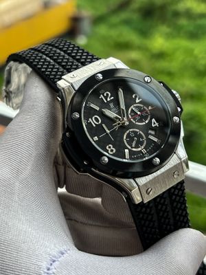 Hublot Big Bang Black Vejel Silver Case Black Silicone Belt Semi AAA Grade_img_0