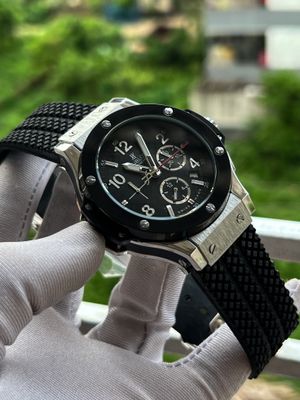 Hublot Big Bang Black Vejel Silver Case Black Silicone Belt Semi AAA Grade_img_1