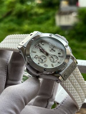 Hublot Big Bang White Dial Silver Case White Silicone Belt Semi AAA Grade Quality_img_1
