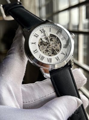 Fossil Automatic Black Belt White Dial Silver Case_img_0