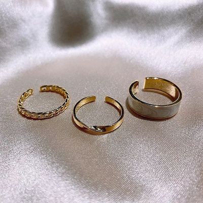 3 Piece golden white ring set_img_1