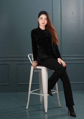 Premium Black Velvet Peplum Jacket for Women - Elegant Party Wear_img_2
