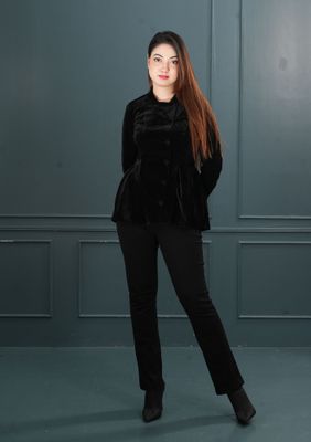 Premium Black Velvet Peplum Jacket for Women - Elegant Party Wear_img_4