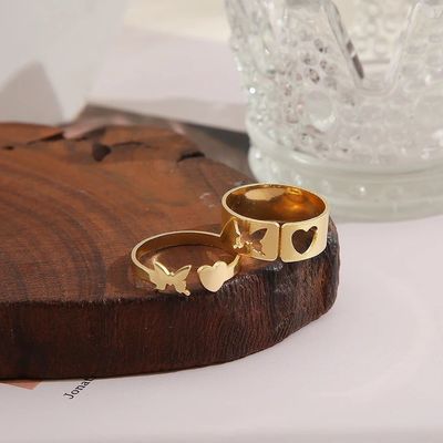 Butterfly Heart couple rings 2 pcs_img_1