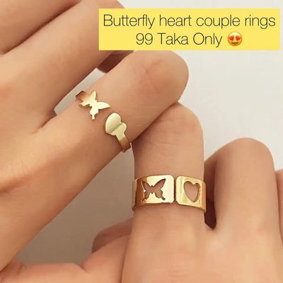 Butterfly Heart couple rings 2 pcs_img_2