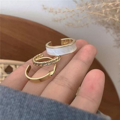 3 Piece golden white ring set_img_0