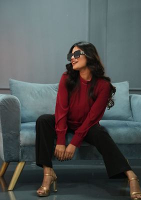 Elegant Red V-Neck Long Sleeve Top_img_3
