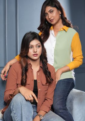 Trendy Color-Block Button-Down Shirt_img_4
