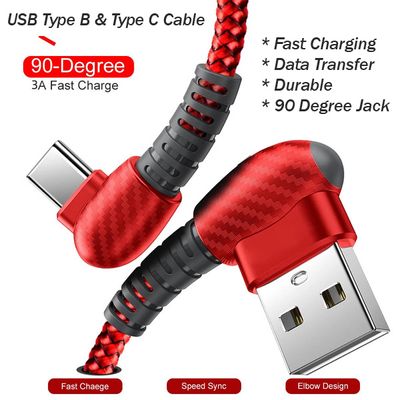 Durable 3A fast charging 90 degrees elbow charcoal pattern Charging Cable_img_0