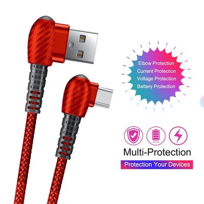 Durable 3A fast charging 90 degrees elbow charcoal pattern Charging Cable_img_1