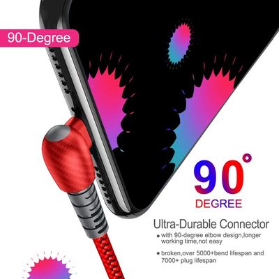 Durable 3A fast charging 90 degrees elbow charcoal pattern Charging Cable_img_2
