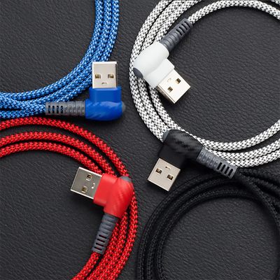 Durable 3A fast charging 90 degrees elbow charcoal pattern Charging Cable_img_4