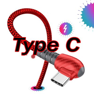 Durable 3A fast charging 90 degrees elbow charcoal pattern Charging Cable_img_8