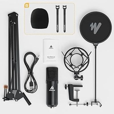 MAONO AU-A04 USB Microphone Combo Setup, Plug & Play USB Cardioid Podcast Condenser Microphone_img_0