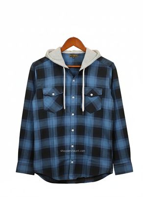 Premium check hooded shirt for winter 009