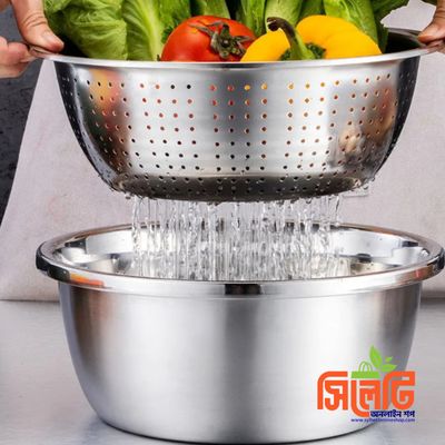 3-in-1 Stainless Steel Vegetable Cutter with Drain Basket Easy Food Prep for Southeast Asian Buyers Grater Basin for Fruits Vegetables_img_1