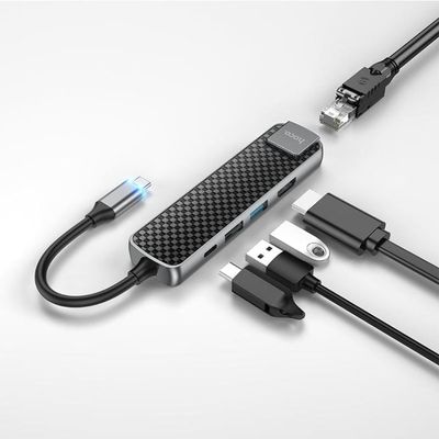 Hoco HB23 5-In-1 USB Type-C Hub + HDMI + USB3.0 + USB2.0 + RJ45 + PD_img_0