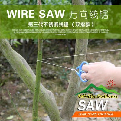 Survival Wire Chain Saw for Camping and Outdoors - Stainless Steel Wire Saw | Chain Saw Rope Saw | Steel Wire Saw | Survival Kit with 360 -degree rotation handle_img_0