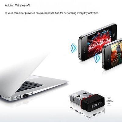 RTL8188 Wi-fi Network Card Mini Wireless USB wifi receiver | Adapter | 300mbps | Dongle |802.11BGN Network Card | 300 Mbps | 40m Range | USB 2.0 With CD  - Black - 286438000_img_5