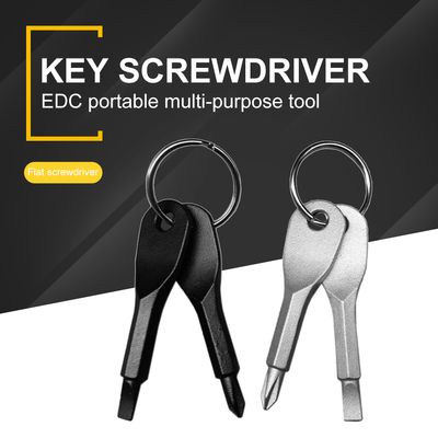 1 Set Stainless Steel Mini EDC Multifunction Screwdriver Key Shape Slotted Screwdrivers Keychain Pocket Repair Tool_img_0