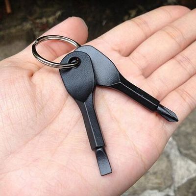 1 Set Stainless Steel Mini EDC Multifunction Screwdriver Key Shape Slotted Screwdrivers Keychain Pocket Repair Tool_img_3