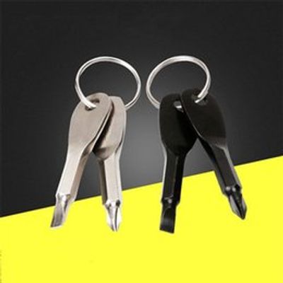 1 Set Stainless Steel Mini EDC Multifunction Screwdriver Key Shape Slotted Screwdrivers Keychain Pocket Repair Tool_img_4