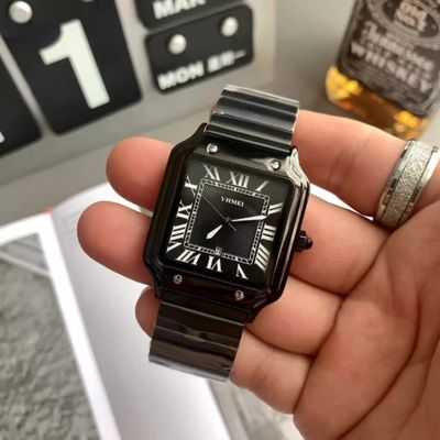 Luxury YHMEI Square Shape Fully Black Fashionable Watch_img_1
