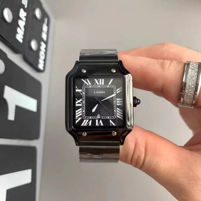 Luxury YHMEI Square Shape Fully Black Fashionable Watch_img_3