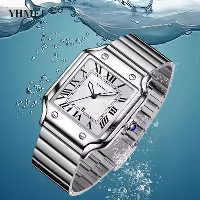 Luxury YHMEI Square Shape White Roman Fashionable Watch_img_1