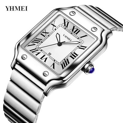 Luxury YHMEI Square Shape White Roman Fashionable Watch_img_3