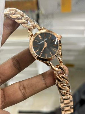 MK SHACKLE CHAIN FULL ROSE GOLDEN BLACK DIAL_img_0