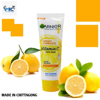 Garnier Bright Complete Vitamin C Face Wash 100gm - Deep Cleanse & Brighten Your Skin Naturally_img_1