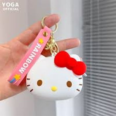 Kawaii Sanrio Keychain Cute Cartoon Hello Kitty Kuromi My Melody Silicone Wallet Bluetooth Headset Bag Schoolbag Decoration Gift_img_3