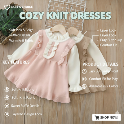 Baby Girls Knitted Soft, Stylish & Cozy Winter Dress (6 months to 5 years) for ANGEL_img_3